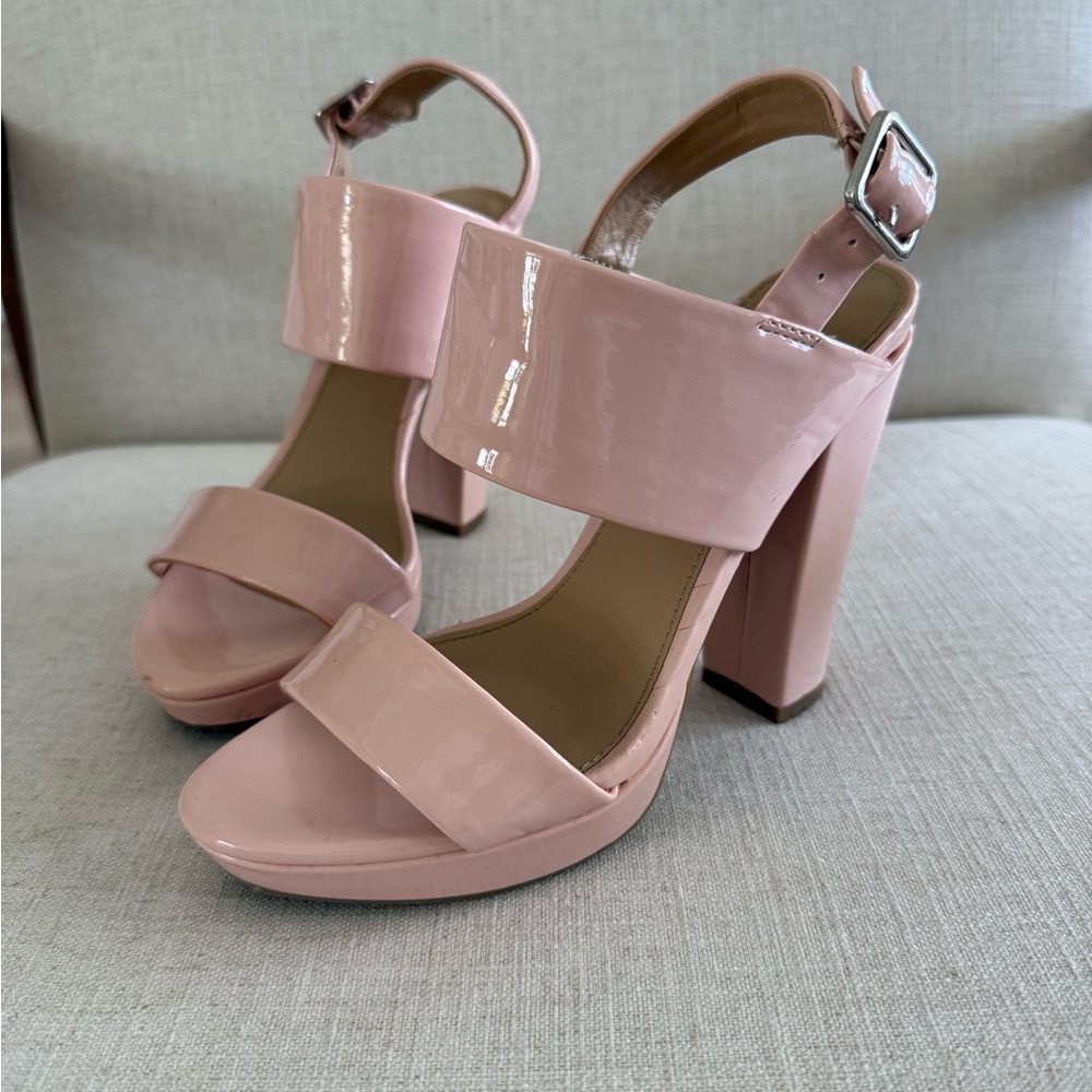 Report Pink Block Heel Heels with Ankle Strap